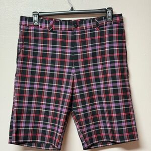 adidas Men's Checkered Shorts - Black, Red, Purple